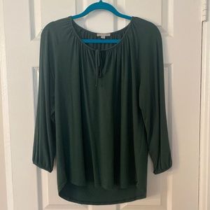 Green jersey tie neck blouse